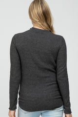 Charcoal Soft Ribbed Long Sleeve Maternity Top