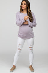 Lavender Basic Long Sleeve Maternity Top