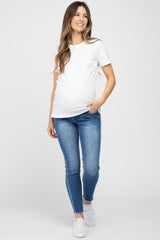 Blue Raw Hem Maternity Skinny Jeans