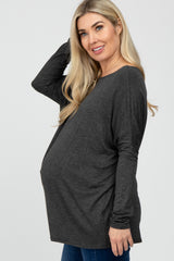 Charcoal Dolman Sleeve Maternity Tunic Top