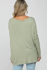 Light Olive Dolman Sleeve Maternity Tunic Top