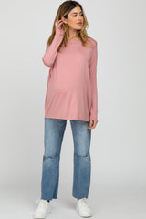 Pink Dolman Sleeve Maternity Tunic Top
