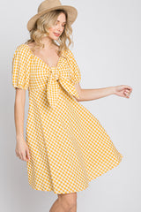 Yellow Gingham Front Tie Dress