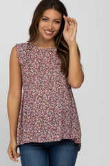 Pink Floral Ruffle Front Maternity Tank Top