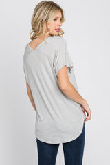 Ivory Striped Front Pocket Top