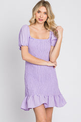 Lavender Smocked Puff Sleeve Maternity Dress