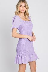 Lavender Smocked Puff Sleeve Dress