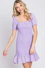 Lavender Smocked Puff Sleeve Dress