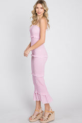 Pink Gingham Print Smocked Maxi Dress
