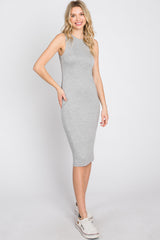 Heather Grey Fitted Sleeveless Dress
