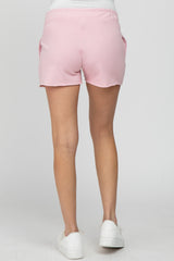 Light Pink French Terry Raw Hem Maternity Shorts