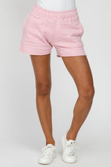 Light Pink French Terry Raw Hem Shorts