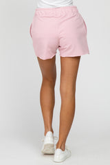 Light Pink French Terry Raw Hem Shorts