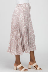 Lavender Animal Print Pleated Midi Skirt