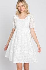 Ivory Floral Lace Short Sleeve Dress