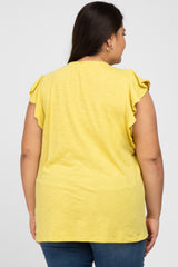 Yellow Ruffle Sleeve Plus Top