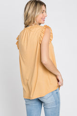 Yellow Ruffle Accent High Neck Top