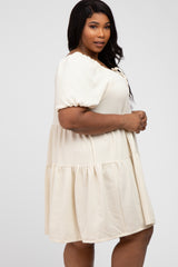 Ivory Textured Tiered Plus Dress