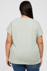 Light Green Heathered Front Pocket Plus Top