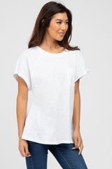 White Heathered Front Pocket Top