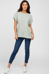 Light Green Heathered Front Pocket Top