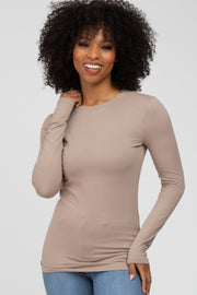 Taupe Long Sleeve Basic Top