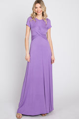 Lavender Twist Front Maxi Dress