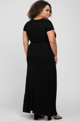 Black Twist Front Maternity Plus Maxi Dress