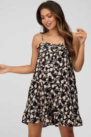 Black Floral Tiered Maternity Romper