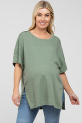 Olive Knit Oversized Maternity Top