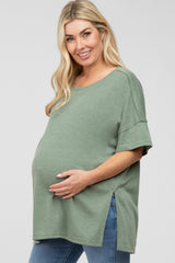 Olive Knit Oversized Maternity Top