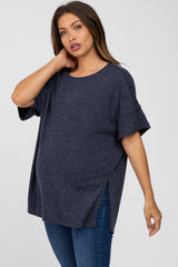 Navy Knit Oversized Maternity Top