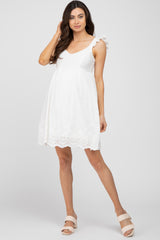 White Eyelet Lace Maternity Dress