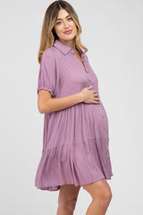 Violet Tiered Button Down Maternity Dress