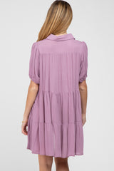 Violet Tiered Button Down Maternity Dress
