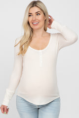 Cream Waffle Knit Maternity Long Sleeve Top