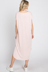 Light Pink Raw Hem Basic Dress