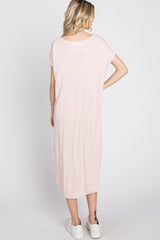 Light Pink Raw Hem Basic Dress