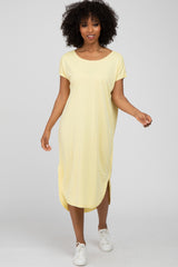 Yellow Raw Hem Basic Dress