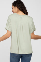 Light Olive Pocket Front Short Sleeve Top