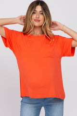 Coral Pocket Front Short Sleeve Maternity Top