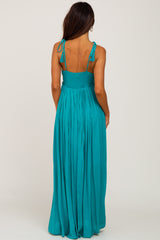 Turquoise Crochet Lace Maxi Dress