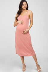 Mauve Sleeveless Maternity Midi Dress