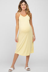 Yellow Sleeveless Maternity Midi Dress
