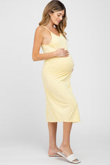 Yellow Sleeveless Maternity Midi Dress