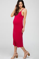 Red Sleeveless Maternity Midi Dress