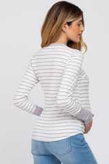 Lavender Striped Long Sleeve Maternity Top