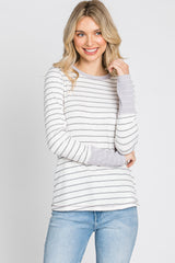 Lavender Striped Long Sleeve Maternity Top