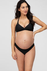 Black Strappy Two-Piece Maternity Bikini Set