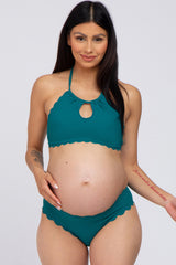 Jade Ribbed Scalloped Two-Piece Maternity Bikini Set